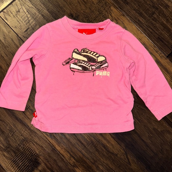 Puma Pink Long Sleeve Tee with Graphic Design - Picture 1 of 4